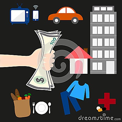 Spending money Vector Illustration