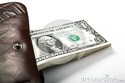 Spending money in your wallet Stock Photo