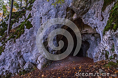 The Sperberloch at the Jagerhaus a cave in the Danube valley near Beuron Stock Photo