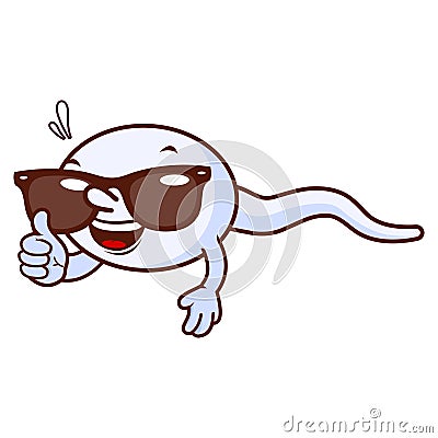 Sperm cartoon with sunglasses. Vector illustration Vector Illustration