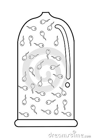 Sperm in condom Cartoon Illustration