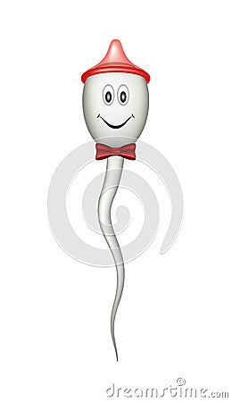 Sperm with condom hat Vector Illustration