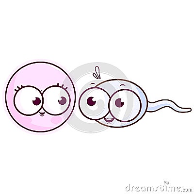 Sperm and egg cell cartoon. Vector illustration Vector Illustration