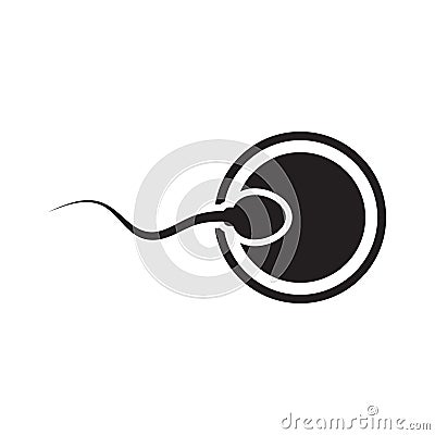 Sperm fertilizing egg cell icon Cartoon Illustration