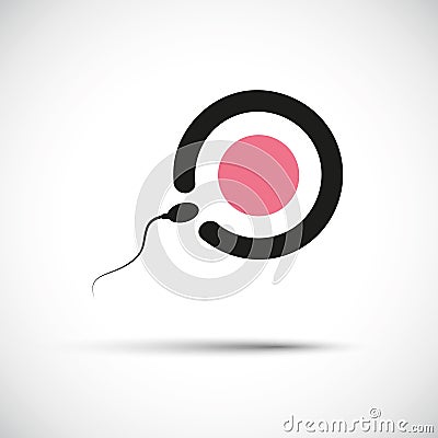 Sperm fertilizing egg cell icon on white background Vector Illustration