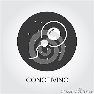 Sperm icon in flat style fertilizing egg cell Vector Illustration