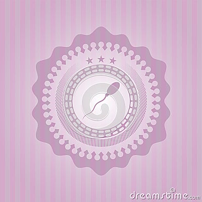 Sperm icon inside realistic pink emblem. Detailed design Vector Illustration