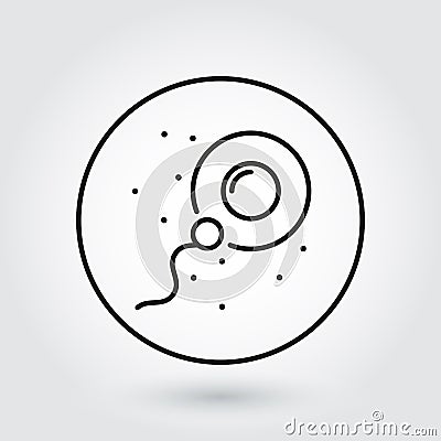 Sperm icon in outline style fertilizing egg cell Vector Illustration