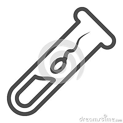 Sperm in test tube line icon, Medical tests concept, baby creation in science laboratory sign on white background Vector Illustration