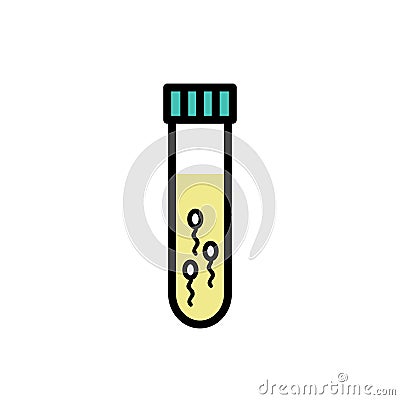 Sperm test tube line icon, vector illustration Cartoon Illustration