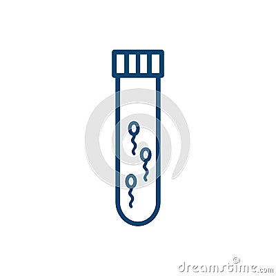 Sperm test tube line icon, vector color illustration Cartoon Illustration