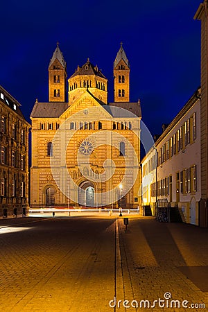 Speyer cathedral at dawn, Pfalz, Germany Stock Photo