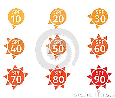 Spf 10 to 90 logo Vector Illustration