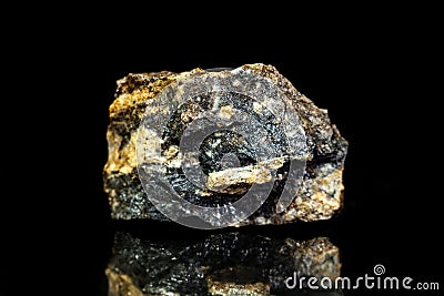 Sphalerite zinc blende ore, raw rock on black background, mining and geology Stock Photo