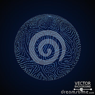 Sphere Background With Swirled Stripes. Vector Glowing Composition Vector Illustration