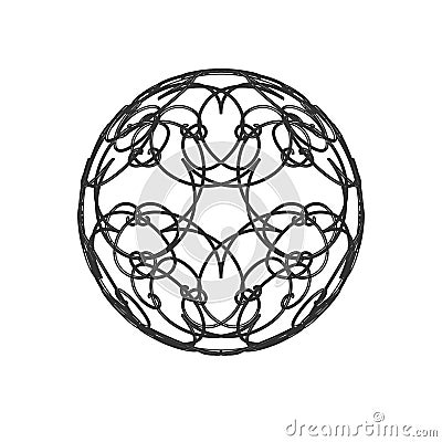 Sphere ball circle 3 d grid lines Ornate floral ornament pattern Design element artifact game abstract 3d grid line pattern ball Vector Illustration