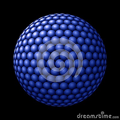 Sphere of Blue Spheres against Black Stock Photo