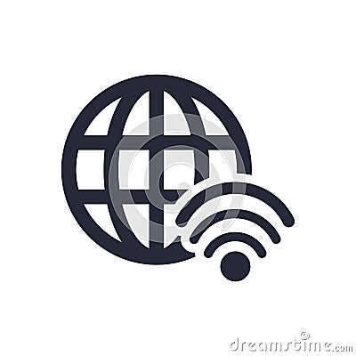 Sphere browser globe with wifi signal Vector Illustration
