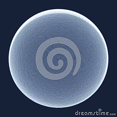 The Sphere Consisting of Points. Abstract Globe Grid Stock Photo