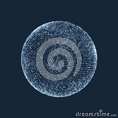 The Sphere Consisting of Points. Global Digital Connections. Abstract Globe Grid. Wireframe Sphere Illustration. Abstract 3D Grid Vector Illustration