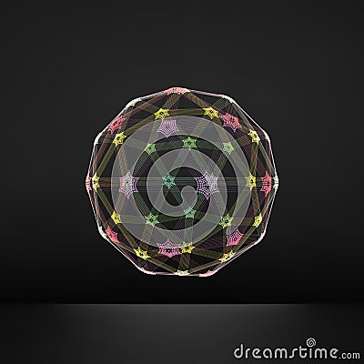 The Sphere Consisting of Points. Global Digital Connections. Abstract Globe Grid. Wireframe Sphere Illustration. Abstract 3D Grid Vector Illustration