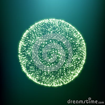 The Sphere Consisting of Points. Global Digital Connections. 3D Grid Vector Illustration