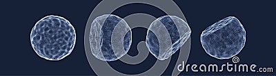 The sphere consisting of points. Global digital connections. Technology concept. Array with dynamic particles. 3D grid design. Vector Illustration