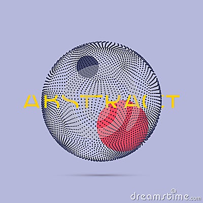 The sphere consisting of points. Global digital connections. Technology concept. Array with dynamic particles. 3D grid design. Vector Illustration
