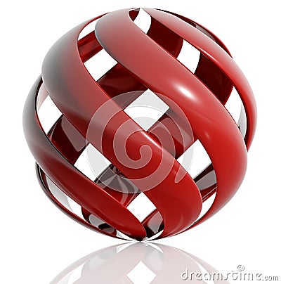 Sphere created of spiral elements. Cartoon Illustration