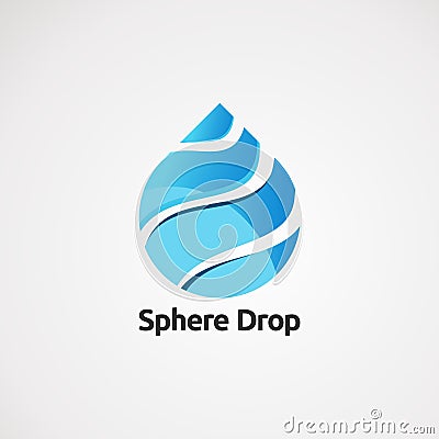 Sphere drop with blue color logo vector, icon, element, and template for company Vector Illustration