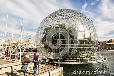 Biosfera by Renzo Piano in Genoa Editorial Stock Photo