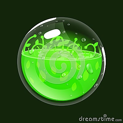 Sphere of life. Game icon of magic orb. Interface for rpg or match3 game. Health or nature. Big variant. Vector Illustration