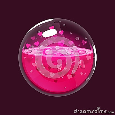 Sphere of love. Game icon of magic orb. Interface for rpg or match3 game. Love. Big variant. Vector Illustration