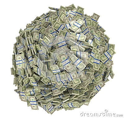 Sphere shape assembled of US dollar bundles Stock Photo