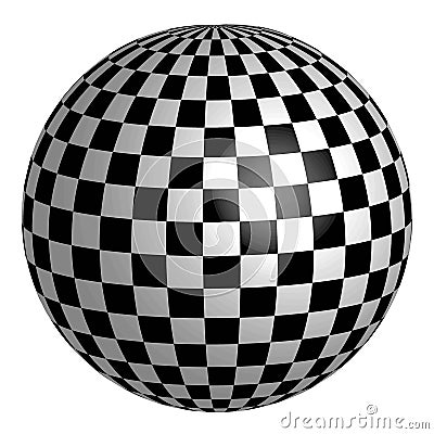 Sphere with square pattern on surface, vector chess planet earth Vector Illustration