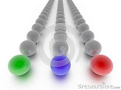 Spheres depicting a leadership or teamwork concept Stock Photo