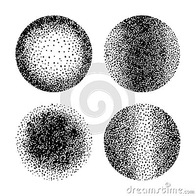 Spheres. Dot. A set of graphic objects for design. Hand drawn. Vector Illustration