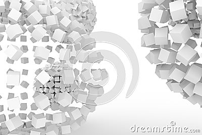 Spheres from squares, modern style soft white & gray background. Art, blank, monochrome & wallpaper. Stock Photo