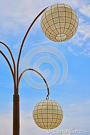 Spherical beach lamp post in Batangas, Philippines Stock Photo