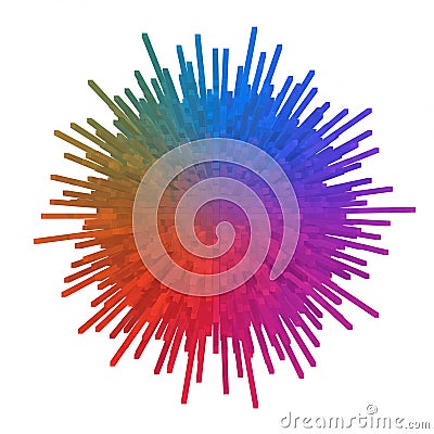 A spherical 3D geometric structure composed of numerous elongated rectangular Stock Photo