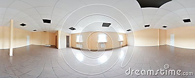 Spherical 360 degrees panorama projection, panorama in interior empty room repair decoration in modern flat apartments. Stock Photo