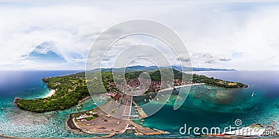 Spherical, 360 degrees, seamless aerial panorama of the tropical Stock Photo