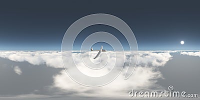 Spherical 360 degrees seamless panorama with a glider over the clouds Cartoon Illustration