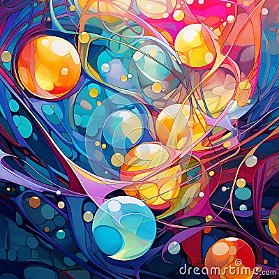 The Spherical Fusion: A fusion of intersecting spheres creating an ethereal image Stock Photo