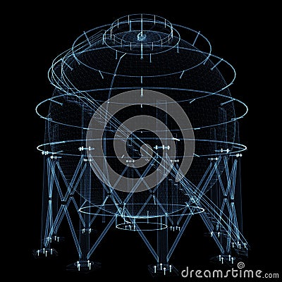 Spherical gas tank consisting of luminous lines and dots Cartoon Illustration