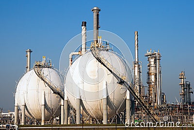 Spherical gas tank Stock Photo