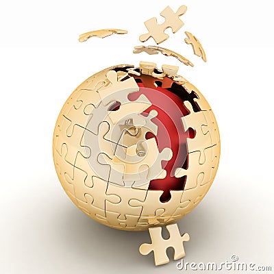 Spherical jigsaw. 3d illustration on white background Stock Photo