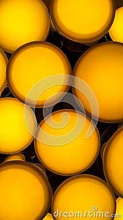 Spherical light bulbs with yellow lighting Stock Photo