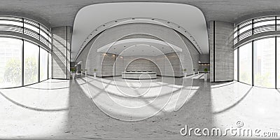 Spherical 360 panorama projection Interior of reception 3D illustration Cartoon Illustration