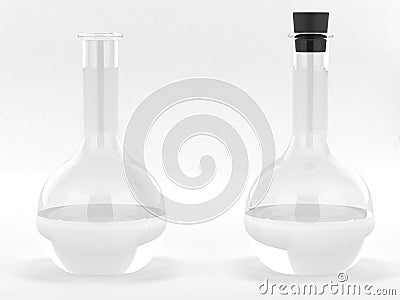 Spherical retort with clean liquid Stock Photo